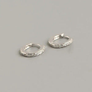 S925 Silver Round Bead Rivet Hoop Earrings Punk Unisex Accessory