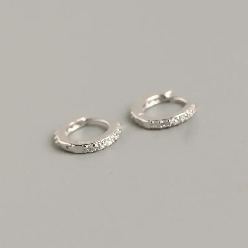 S925 Silver Round Bead Rivet Hoop Earrings Punk Unisex Accessory