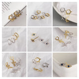 S925 Silver Round Bead Rivet Hoop Earrings Punk Unisex Accessory