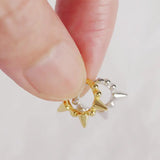 S925 Silver Round Bead Rivet Hoop Earrings Punk Unisex Accessory