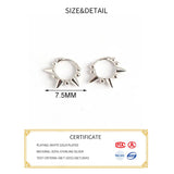 S925 Silver Round Bead Rivet Hoop Earrings Punk Unisex Accessory