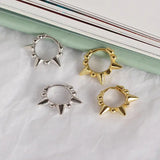 S925 Silver Round Bead Rivet Hoop Earrings Punk Unisex Accessory