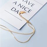 925 Sterling Silver Double Layer Golden Bracelets Women Dance Party Jewelry