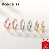925 Silver Zircon Hoop Earrings, Party Accessory