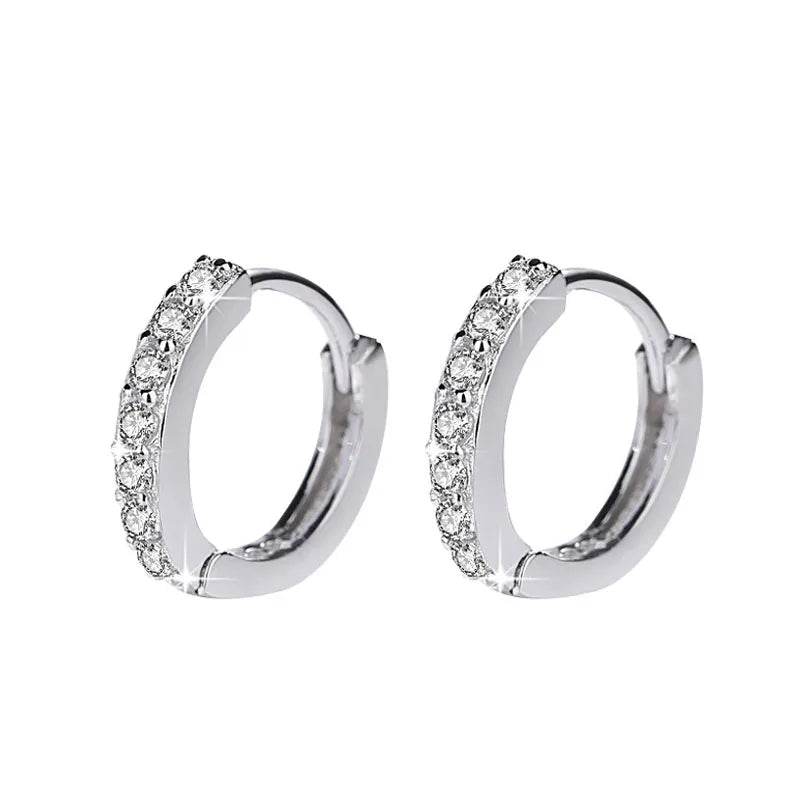 925 Silver Zircon Hoop Earrings, Party Accessory
