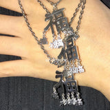 925 Silver Chinese Letters Pendant Choker Necklace for Women