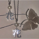 925 Silver Chinese Letters Pendant Choker Necklace for Women
