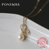 925 Sterling Silver Butterfly Pearl Pendant Necklace