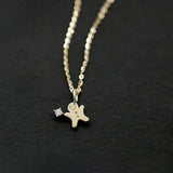 925 Silver Gingerbread Man Zircon Choker Necklace Cute Jewelry for Women