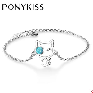 925 Silver Kitty Eye Zircon Bracelet for Women