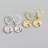 925 Silver Eye Zircon Hoop Earrings Women Party Fine Jewelry