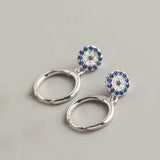 925 Silver Eye Zircon Hoop Earrings Women Party Fine Jewelry
