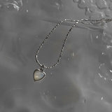 925 Silver Heart Shells Rice Chain Chokers Necklace for Women