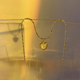925 Silver Heart Shells Rice Chain Chokers Necklace for Women