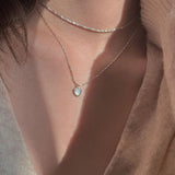 925 Silver Heart Shells Rice Chain Chokers Necklace for Women