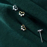 925 Silver Heart Zircon Stud Earrings Party Jewelry