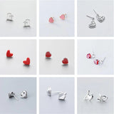 925 Silver Heart Zircon Stud Earrings Party Jewelry