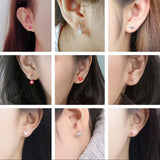 925 Silver Heart Zircon Stud Earrings Party Jewelry
