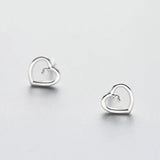 925 Silver Heart Zircon Stud Earrings Party Jewelry