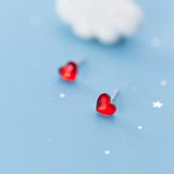925 Silver Heart Zircon Stud Earrings Party Jewelry