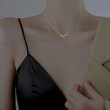 925 Silver V Shape 18K Choker Necklace for Women