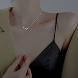 925 Silver V Shape 18K Choker Necklace for Women