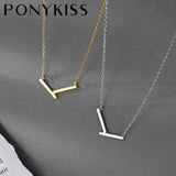 925 Silver V Shape 18K Choker Necklace for Women