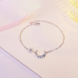 925 Silver Moon Star Zircon Bracelet for Women