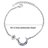 925 Silver Moon Star Zircon Bracelet for Women