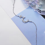 925 Silver Moon Star Zircon Bracelet for Women