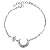 925 Silver Moon Star Zircon Bracelet for Women