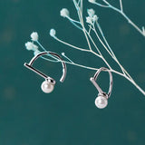 925 Silver Pearl D Shape Hoop Earrings for Women