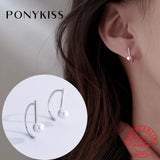 925 Silver Pearl D Shape Hoop Earrings for Women
