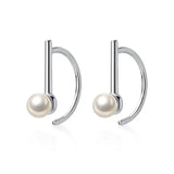 925 Silver Pearl D Shape Hoop Earrings for Women