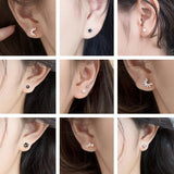 925 Silver Zircon Spiral Stud Earrings for Gift Party Jewelry
