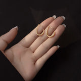 925 Silver Geometric Hook Hoop Earrings 14K Classic Fine Jewelry