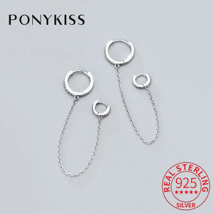 925 Silver Zircon Geometric High Hoop Earrings Women Party Accessory