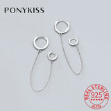 925 Silver Zircon Geometric High Hoop Earrings Women Party Accessory