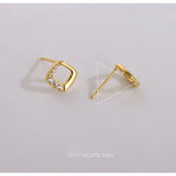 925 Silver Zircon Square Stud Earrings Women OL Fine Jewelry