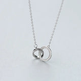 925 Sterling Silver Round Zircon Pendant Necklace For Women