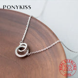 925 Sterling Silver Round Zircon Pendant Necklace For Women