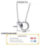 925 Sterling Silver Round Zircon Pendant Necklace For Women
