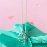 925 Sterling Silver Round Zircon Pendant Necklace For Women