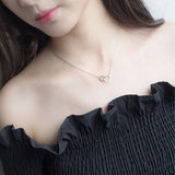 925 Sterling Silver Round Zircon Pendant Necklace For Women