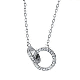 925 Sterling Silver Round Zircon Pendant Necklace For Women