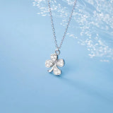 S925 Silver Flower Leaf Zircon Chokers Necklace Women Party Jewelry