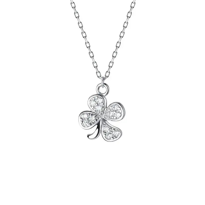 S925 Silver Flower Leaf Zircon Chokers Necklace Women Party Jewelry