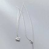 S925 Silver Flower Leaf Zircon Chokers Necklace Women Party Jewelry