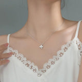 S925 Silver Flower Leaf Zircon Chokers Necklace Women Party Jewelry
