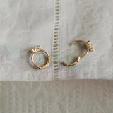 S925 Silver Four-Leaf Flower Zircon 14K Hoop Earrings Lovely Fine Jewelry